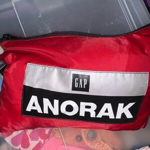 Vintage GAP Anorak Jacket Mens Xl Red Wind Breaker  1/4 Zip Up